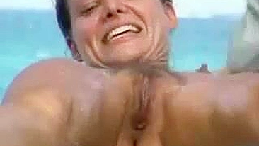 Voyeur Beach Movie Hot Wife Showing Boobs and Pussy at Beach
