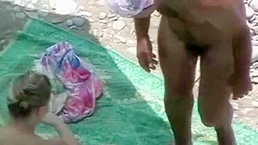 Beach Blowjob Video Wife Sucking Good Cock Spied on Voyeur Cam