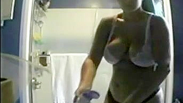 Sneaky! Busty Babe In The Shower On Hidden Camera Spied