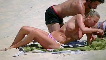 Beach Girl Topless In Bikini Petite Affixes Impressive With Big Boobs