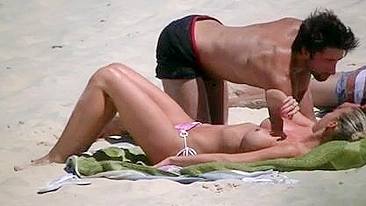 Beach Girl Topless In Bikini Petite Affixes Impressive With Big Boobs