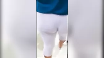 Sexy Milf In Tight White Leggings Sneakily Spied On By Candid Camera In Store