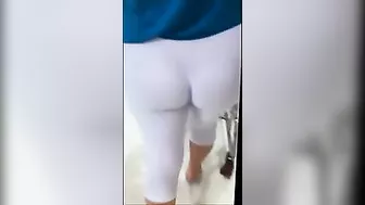 Sexy Milf In Tight White Leggings Sneakily Spied On By Candid Camera In Store
