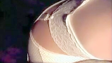 Lady's Sexy White Thigh-Highs Reveal Sexy Body Under Skirt
