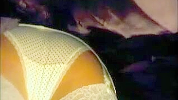 Lady's Sexy White Thigh-Highs Reveal Sexy Body Under Skirt