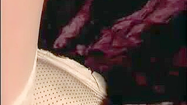 Lady's Sexy White Thigh-Highs Reveal Sexy Body Under Skirt