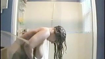 Secretly Filmed Steamy Shower Of Massive Boobs Teen Nude, Titillating!