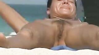 Voyeur Film Of Hot Woman Exposing Boobs And Vag On Beach