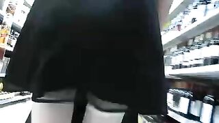 Dark-Haired Babe's Upskirt Video In Public Supermarket