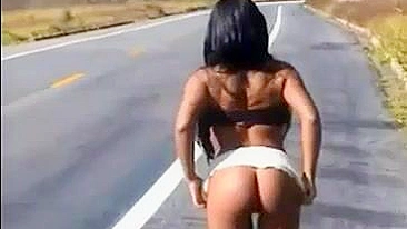 Sultry Amateur Girl's Steamy Road Flash Stuns!