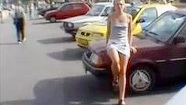 Horny Chica Flashes Nude Cooch In Public, No Panties!