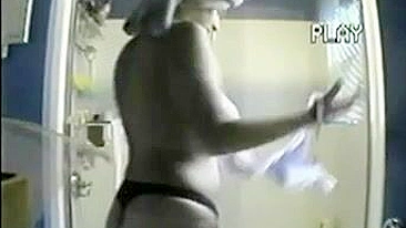Naughty Naked Tetona Woman In Hidden Bathroom Spy Cam Shower!