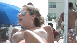 Voyeur Beach Video Girl with Awesome Big Tits Doing Topless