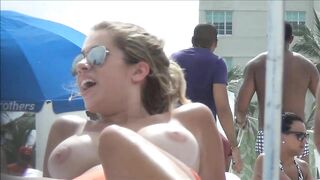 Voyeur Beach Video Girl with Awesome Big Tits Doing Topless