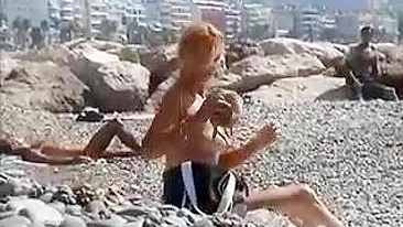 Filthy French Riviera Beach, Topless French Girl Filmed By Voyeuristic Cam!
