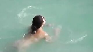 Wife with Hard Tits at the Beach Filmed by Secret Camera