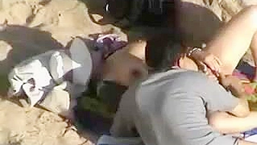 Obscene Amateur Exhibitionist F**King On Beach With Covert Spycam