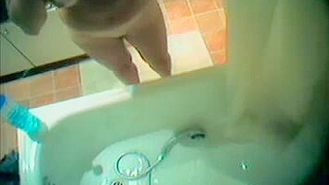 Secretly Filmed Showering In Bathroom Masturbating