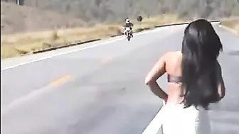 This Hot Girl Doing Her First Flashing On The Road! Intense And Wet