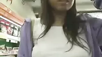 Naughty Japanese Girl Flaunts Her Bouncy Tits And Juicy Pussy In A Public Shop