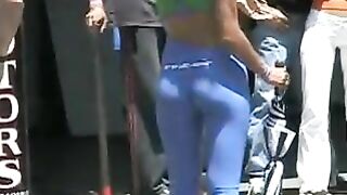 Busty Babe In Tight Pants On Voyeur Cam, Hot And Sexy!