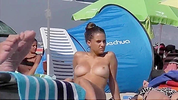 Admire Gorgeous Big Tits On The Beach