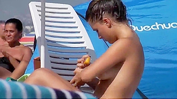 Admire Gorgeous Big Tits On The Beach