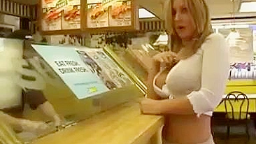 Busty Sexy Amateur Woman Flashing Tits At Gas Station