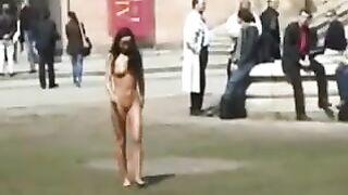 Seductive Girl Struts Boldly Completely Bare In Public Realms