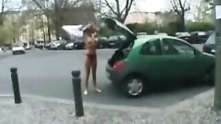 Seductive Girl Struts Boldly Completely Bare In Public Realms