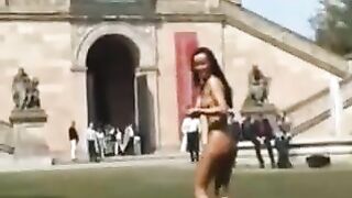 Seductive Girl Struts Boldly Completely Bare In Public Realms