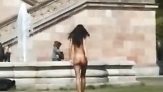 Seductive Girl Struts Boldly Completely Bare In Public Realms