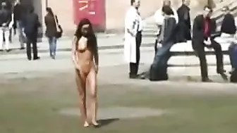 Seductive Girl Struts Boldly Completely Bare In Public Realms