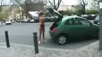 Seductive Girl Struts Boldly Completely Bare In Public Realms