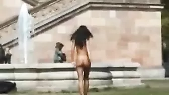 Seductive Girl Struts Boldly Completely Bare In Public Realms