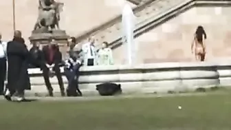 Seductive Girl Struts Boldly Completely Bare In Public Realms