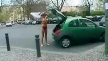 Seductive Girl Struts Boldly Completely Bare In Public Realms