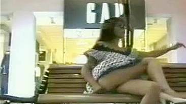 Sassy Wife Teases Public With Flashing Pussy On Daring Bench