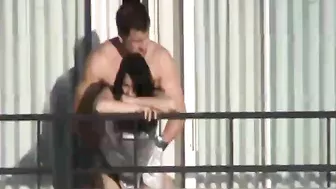 Exhibitionist Amateur Couple Have Sex On Balcony