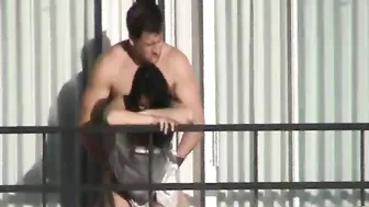 Exhibitionist Amateur Couple Have Sex On Balcony