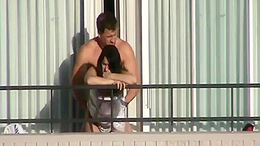 Exhibitionist Amateur Couple Have Sex On Balcony