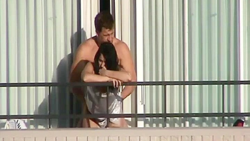 Exhibitionist Amateur Couple Have Sex On Balcony