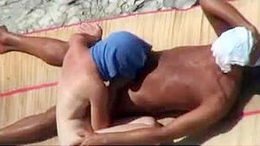 Voyeur At The Beach, Sex-Crazed Mom Performs Passionate Blowjob On Her Husband