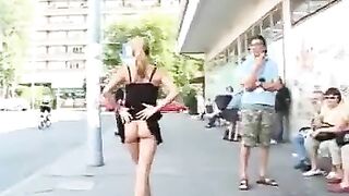 Girl Flashing Nude In A Public Crowded Street Taped on Video