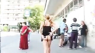 Girl Flashing Nude In A Public Crowded Street Taped on Video