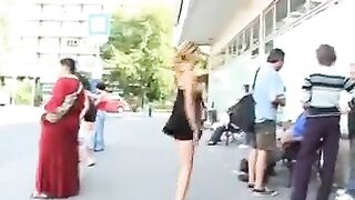 Girl Flashing Nude In A Public Crowded Street Taped on Video