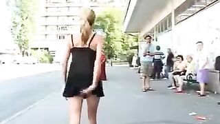 Girl Flashing Nude In A Public Crowded Street Taped on Video