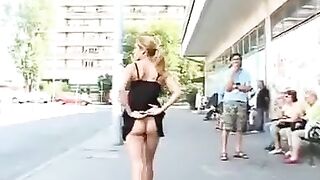 Girl Flashing Nude In A Public Crowded Street Taped on Video