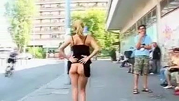 Girl Flashing Nude In A Public Crowded Street Taped on Video