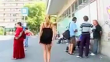 Girl Flashing Nude In A Public Crowded Street Taped on Video